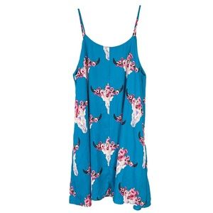 Peach Love Boho Bull Skull Cow Skull Dress